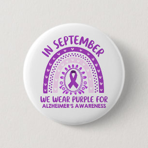 Alzheimer's Disease Awareness Purple Ribbon Button