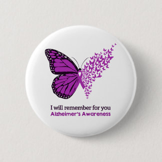 Alzheimer's Disease Awareness Purple Ribbon Button