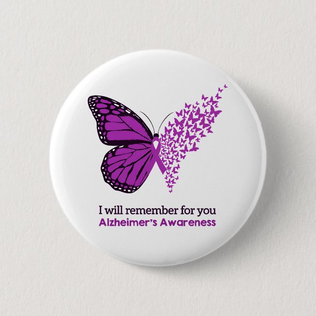 Alzheimer's Disease Awareness Purple Ribbon Button (Front)