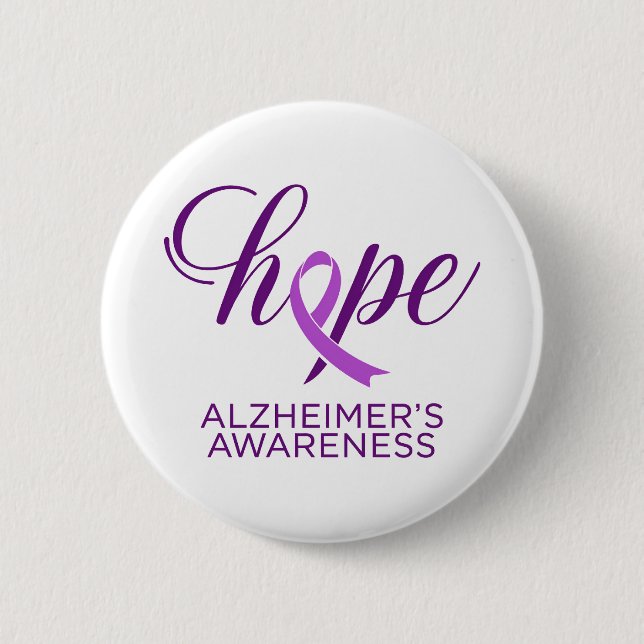 Alzheimer's Disease Awareness Purple Ribbon Button (Front)