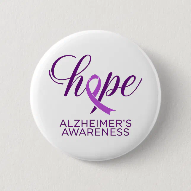 Alzheimer's Disease Awareness Purple Ribbon Button | Zazzle