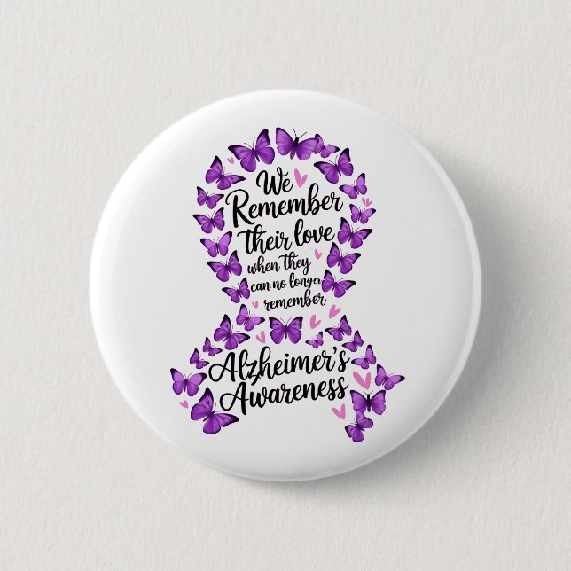 Alzheimer's Disease Awareness Purple Ribbon Button (Front)