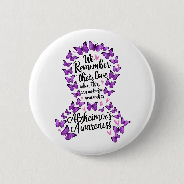 Alzheimer's Disease Awareness Purple Ribbon Button | Zazzle