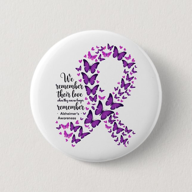 Alzheimer's Disease Awareness Purple Ribbon Button (Front)