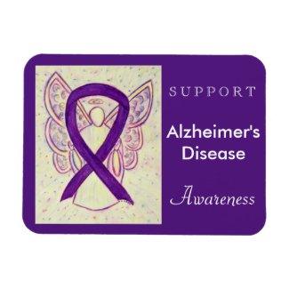 Alzheimer's Disease Awareness Ribbon Angel Magnet
