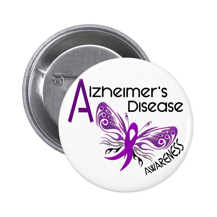 Alzheimer's Disease BUTTERFLY 3 Awareness Pinback Buttons