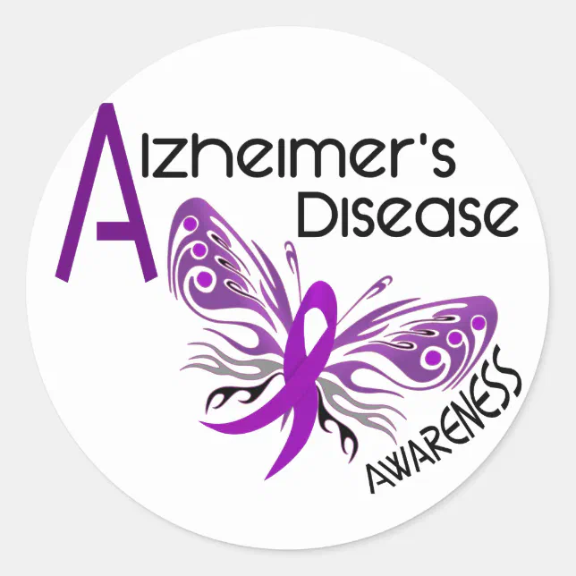 Alzheimer's Disease BUTTERFLY 3 Awareness Classic Round Sticker | Zazzle