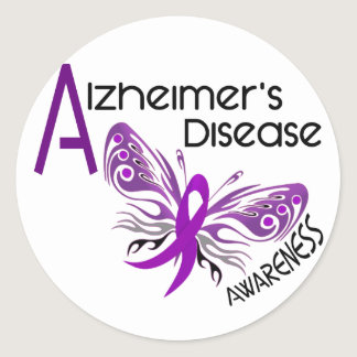 Alzheimer's Disease BUTTERFLY 3 Awareness Classic Round Sticker