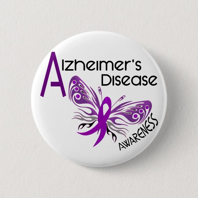 Alzheimer's Disease BUTTERFLY 3 Awareness Pinback Button (Front)