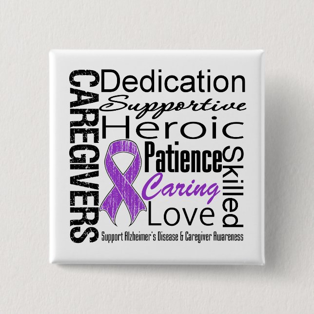 Alzheimers Disease Caregivers Collage Pinback Button (Front)