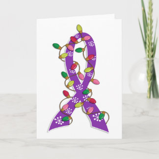 Alzheimer's Disease Christmas Lights Ribbon Holiday Card