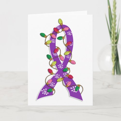 Alzheimers Disease Christmas Lights Ribbon Holiday Card