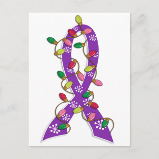 Alzheimer's Disease Christmas Lights Ribbon Holiday Postcard