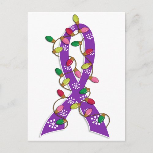Alzheimers Disease Christmas Lights Ribbon Holiday Postcard