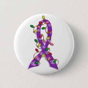 Alzheimer's Disease Christmas Lights Ribbon Pinback Button