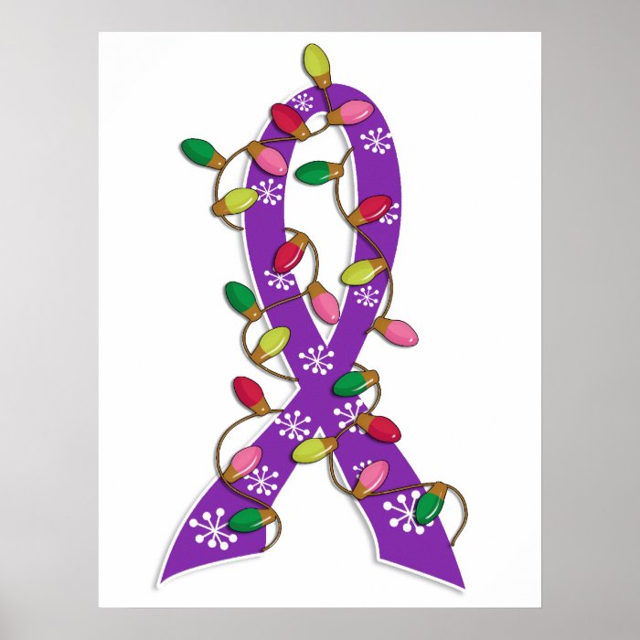 Alzheimer's Disease Christmas Lights Ribbon Print
