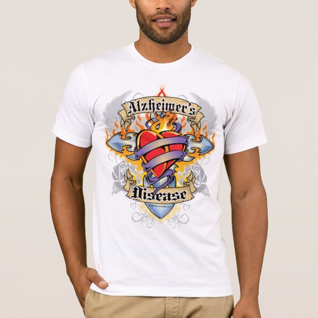 Alzheimers Disease Cross & Heart T-Shirt (Front)