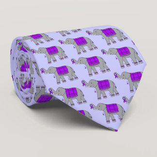 Alzheimer's Disease Elephant of Awareness and Hope Neck Tie