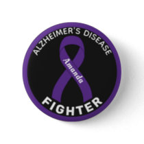 Alzheimer's Disease Fighter Ribbon Black Button