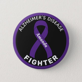 Alzheimer's Disease Fighter Ribbon Black Button