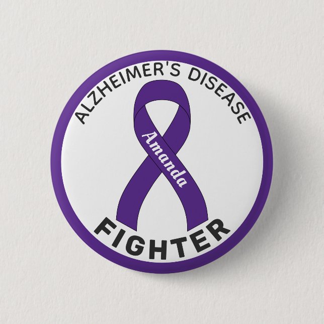 Alzheimer's Disease Fighter Ribbon White Button (Front)