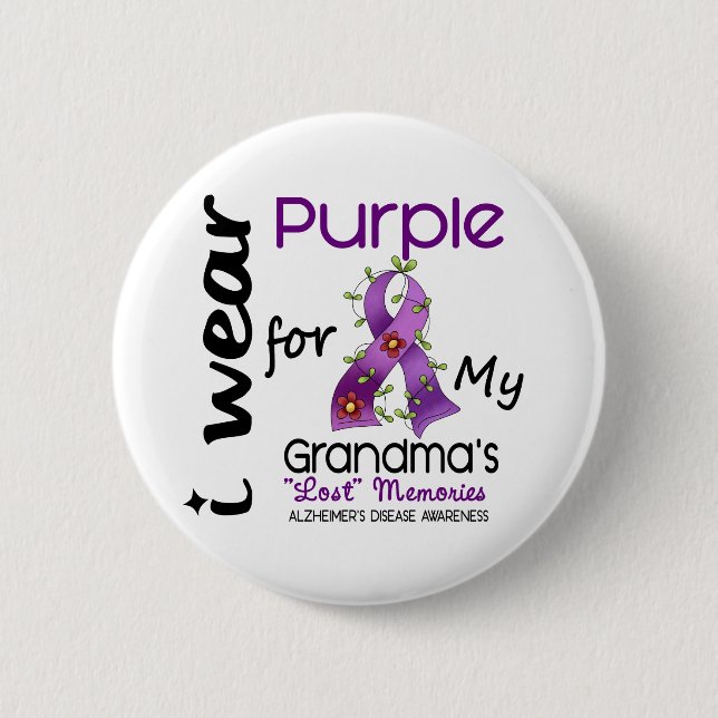 Alzheimers Disease I Wear Purple For My Grandma 43 Button (Front)