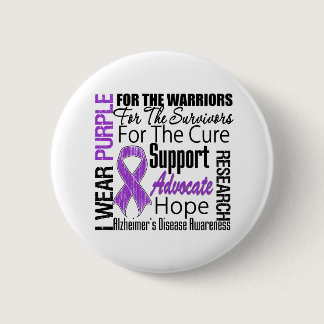 Alzheimer's Disease I Wear Purple Ribbon Button
