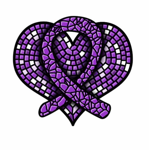 Alzheimers Disease Mosaic Heart Ribbon Statuette