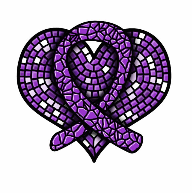 Alzheimers Disease Mosaic Heart Ribbon Statuette (Front)