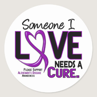 Alzheimer's Disease NEEDS A CURE 2 Classic Round Sticker