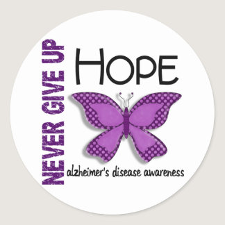 Alzheimer's Disease Never Give Up Hope Butterfly 4 Classic Round Sticker
