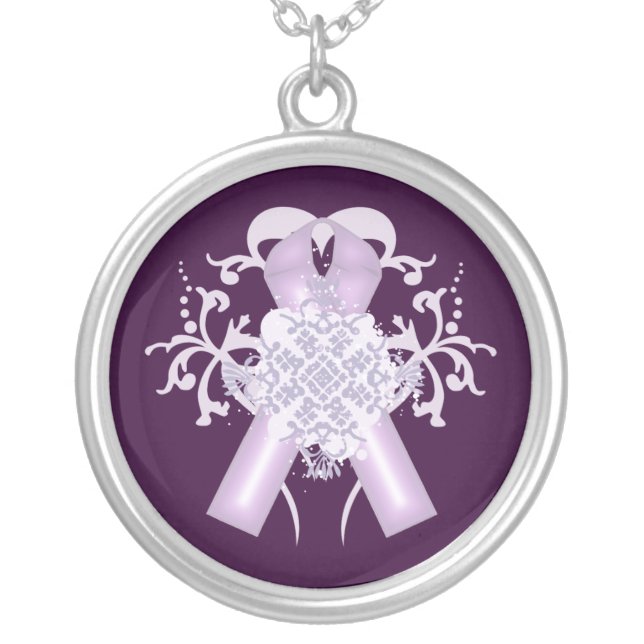 Alzheimer's Disease & Pancreatic Cancer Months Silver Plated Necklace (Front)