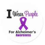 Alzheimer's Disease Purple Ribbon Awareness Classic Round Sticker