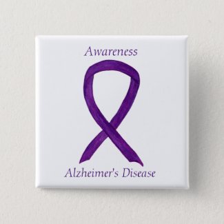 Alzheimer's Disease Purple Ribbon Custom Art Pins