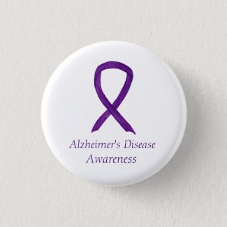 Alzheimer's Disease Purple Ribbon Custom Art Pins
