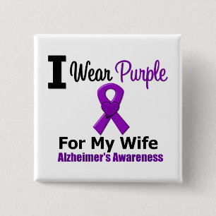 Alzheimer's Disease Purple Ribbon Wife Button