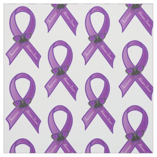 Alzheimers Disease Ribbon Butterfly of Hope Fabric