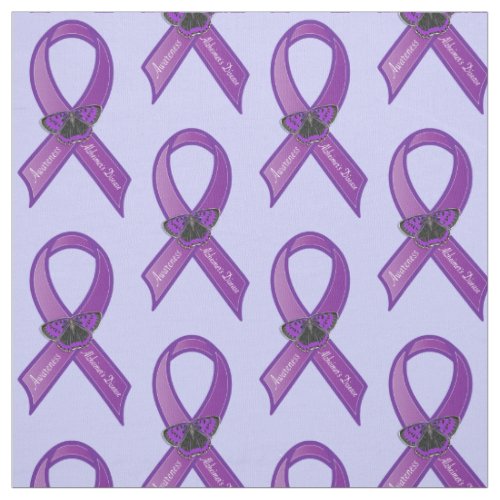 Alzheimers Disease Ribbon Butterfly of Hope Fabric