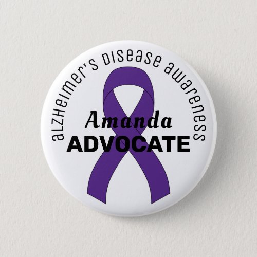 Alzheimers Disease Ribbon White Button