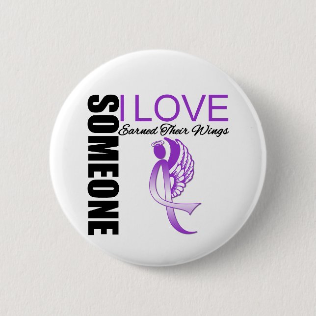 Alzheimers Disease Someone I Love Earned Wings Button (Front)
