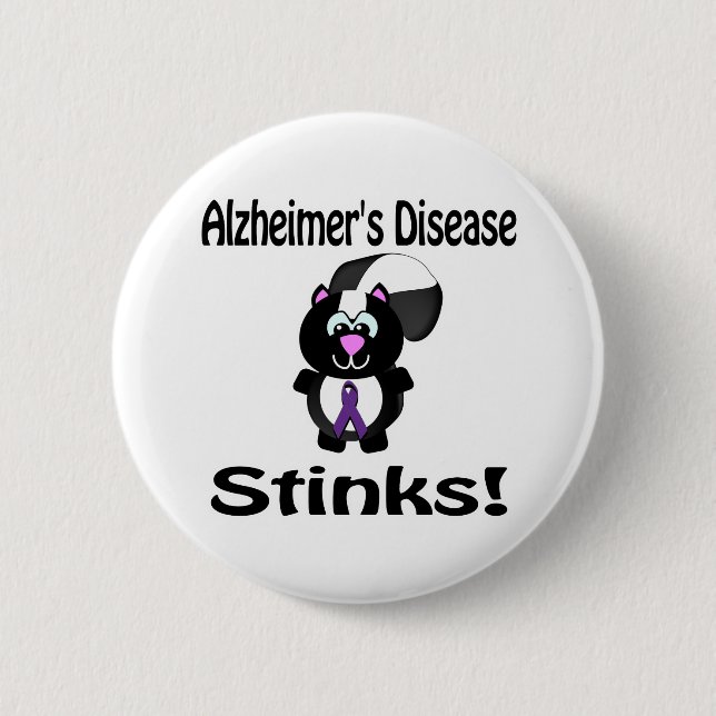 Alzheimers Disease Stinks Skunk Awareness De Pinback Button (Front)