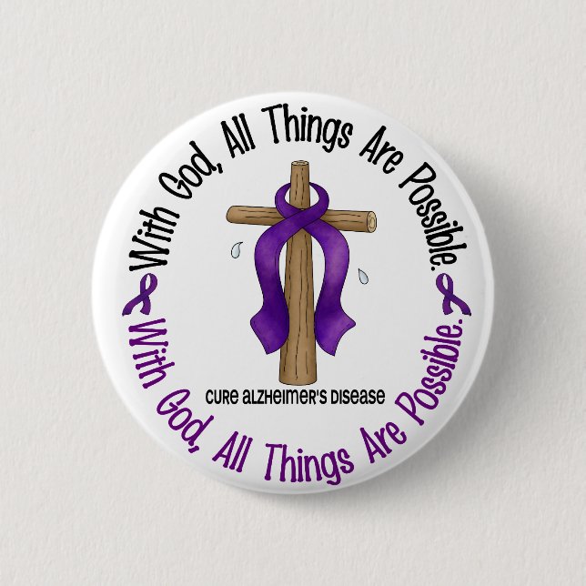 Alzheimer's Disease WITH GOD CROSS 1 Button (Front)