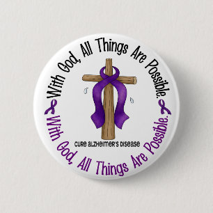 Alzheimer's Disease WITH GOD CROSS 1 Button