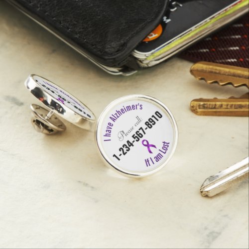 Alzheimers Emergency Contact Lapel Pin