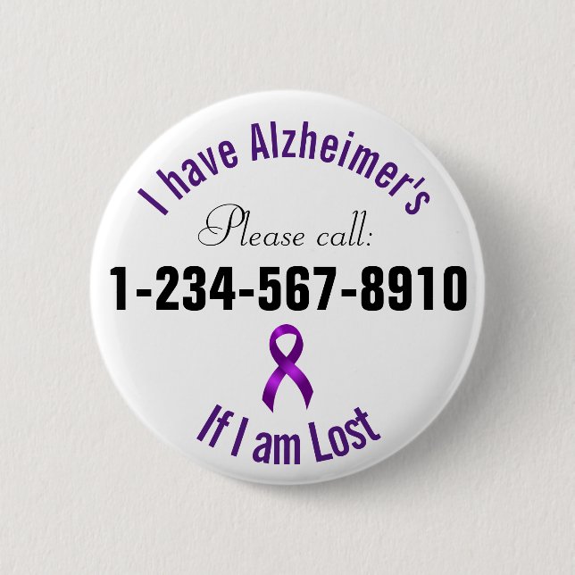 Alzheimers Emergency Contact Pinback Button (Front)
