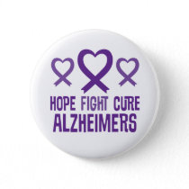 Alzheimer's Hope Fight Cure Ribbon Button