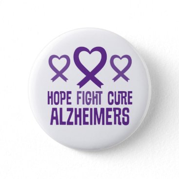 Alzheimer's Hope Fight Cure Ribbon Button