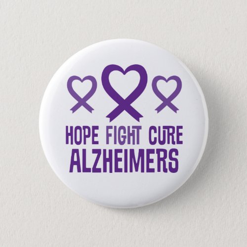 Alzheimers Hope Fight Cure Ribbon Button