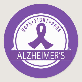 Alzheimer's Hope Fight Cure ribbon Classic Round Sticker