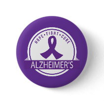 Alzheimer's Hope Fight Cure Ribbon Pinback Button